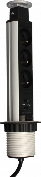 Bloc De Prises Escamotable 3 Prises 2P+T Avec 2 Ports USB Arlux