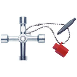 Clé En Croix Pour Coffret De Distribution Klauke - Avec Chaînette, Adaptateur Et Embout Interchangeable 1/4"